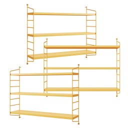 Set 3 rafturi de perete modulare galbene din otel Strängnäs [en.casa]