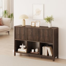 Comoda living Lukkodso 110x30x76,5 cm, aspect nuc, 3 usi