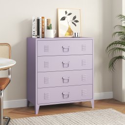 Comoda metalica cu 4 sertare Hameenlinna, mov deschis, 80x40x92 cm