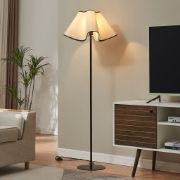 Lampadar Ashton 153 cm negru/alb cu abajur textil [lux.pro]