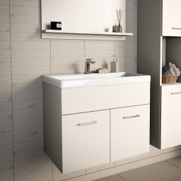 Dulap baie suspendat cu lavoar ceramic Krildihana 61x40x50 cm alb