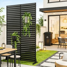 Paravan despartitor din otel zincat 180x120 cm, negru, pentru exterior