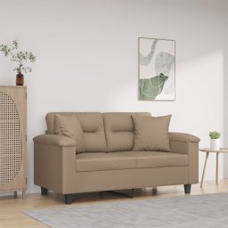 Canapea cu 2 locuri cu pernute, cappuccino, 120 cm, piele eco. GartenMobel Dekor