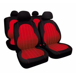 Huse scaun auto Alyssa 9 piese rosu-negru pentru autoturisme