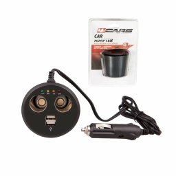 Priza dubla bricheta auto 12V cu 2 USB si tester baterie 4Cars