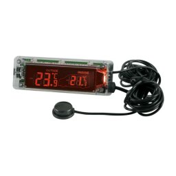 Termometru auto interior-exterior cu ceas Seyio AK-55, 12/24V, bicolor