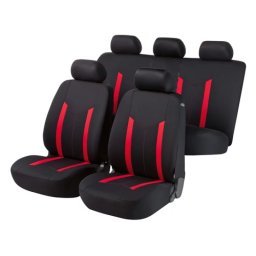 Huse scaun auto universale Hastings, 12 piese, negru/rosu