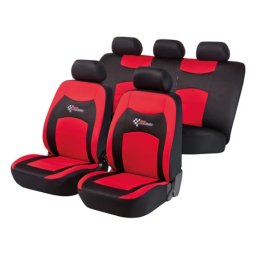 Huse scaun auto RS Racing 12 piese, negru/rosu, universale