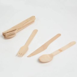 Set tacamuri din lemn eco, 12 piese, furculite linguri si cutite