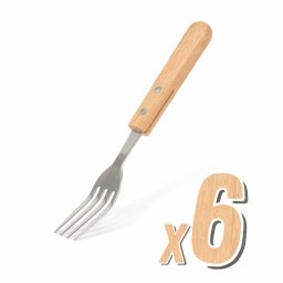 Set 6 furculite cu maner din lemn si inox, design confortabil