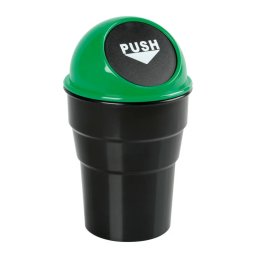 Cos de gunoi auto mini Push-Bin Lampa pentru suport pahar, verde/negru