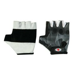 Manusi ciclism Biker-Pro, jumatate de deget, marimea L, negru/alb