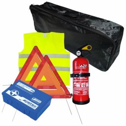 Set auto prim ajutor complet cu stingator 1 kg, vesta si geanta