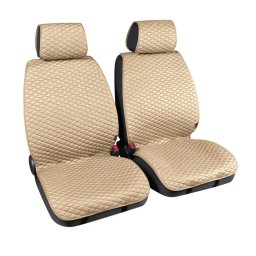 Huse scaun fata auto universale din stofa Cover-Tech, 2 buc, bej/alb