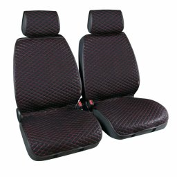 Huse scaun fata auto din imitatie piele Cover-Tech, 2 buc, negru-rosu