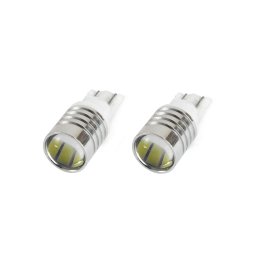 Bec pozitie LED T10 W5W 12V cu lupa, lumina alba 5600K, set 2 buc AMIO