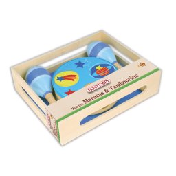 Set muzical Bontempi cu maracas si tamburina din lemn pentru copii