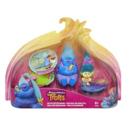 Set figurine Trolls pe skate Hasbro, 2 personaje cu placi pull-back
