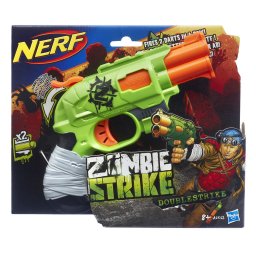 Blaster Nerf Zombie Doublestrike compact, 2 proiectile, 8+ ani