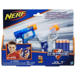Set 2 blastere Nerf Jolt Hasbro cu 4 proiectile, pentru copii 8+