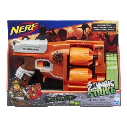 Blaster Nerf Zombie Strike FlipFury cu 2 tamburi si 12 proiectile