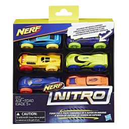 Set 6 masinute Nerf Nitro din spuma pentru cascadorii, multicolor