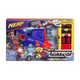 Blaster Nerf Nitro FlashFury Chaos cu 3 masinute si obstacole