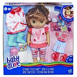 Papusa Baby Alive fetita bruneta cu hainute de schimb si accesorii