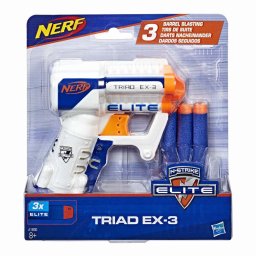 Pistol Nerf Elite Triad EX-3 cu 3 tevi si 3 proiectile Elite