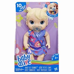 Papusa Baby Alive blonda cu sunete interactive si suzeta, 3+ ani