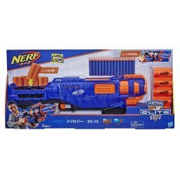 Pusca Nerf Elite Trilogy DS-15 cu tragere tripla, 15 darturi si 5 cartuse