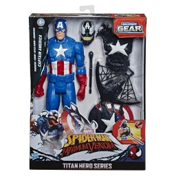 Figurina Captain America Venomizata Max Venom Hasbro, 30 cm, cu accesorii