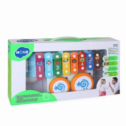 Xilofon muzical pentru bebe cu tobite si clopotel, multicolor