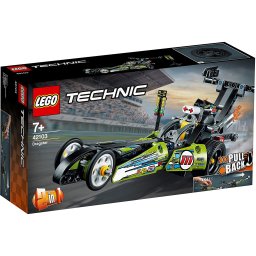 LEGO Technic Dragster 42103, masina de curse 2 in 1 cu pull-back