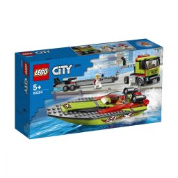 LEGO City Transportor de barca de curse 60254 cu camion si barca plutitoare