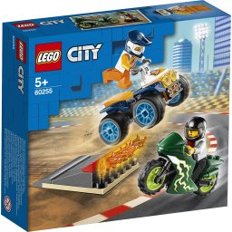 LEGO City Echipa de cascadorii 60255 cu ATV, motocicleta si rampa