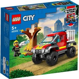 LEGO City Masina de pompieri 4x4 cu pompier si pisica 60393