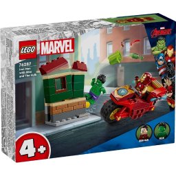 LEGO Marvel Iron Man cu motocicleta si Hulk 76287, set 4+
