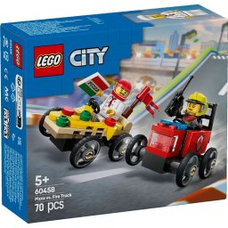 LEGO City 60458 Pachet de curse cu furgoneta de pizza si camion de pompieri