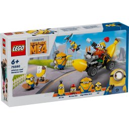 LEGO Minionii si masina-banana 75580, set de construit cu 4 figurine