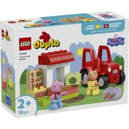 LEGO DUPLO Peppa Pig Tractor si Piata 10468, set educativ 18 piese