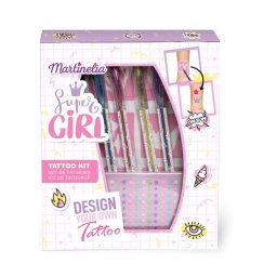 Set tatuaje temporare Martinelia Super Girl cu 4 creioane si 6 sabloane