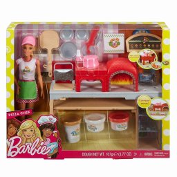 Set pizzerie Barbie cu papusa, cuptor de pizza si accesorii
