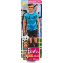 Papusa Ken jucator de fotbal Mattel, cu minge, pentru copii 3+