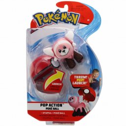 Figurina Pokemon Stufful cu bila lansatoare, jucarie interactiva
