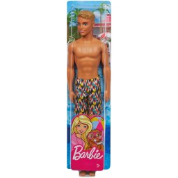 Papusa Ken la plaja cu costum de baie multicolor, Mattel, 3+ ani