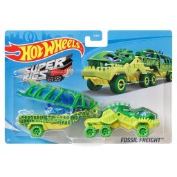 Set Hot Wheels camion cu masina sport Fossil Freight, verde, 3+ ani