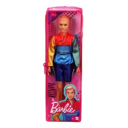 Papusa Ken Barbie Fashionistas sport cu bluza de trening multicolora