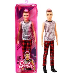 Papusa Ken Fashionistas baiat cu tinuta punk si pantaloni în carouri