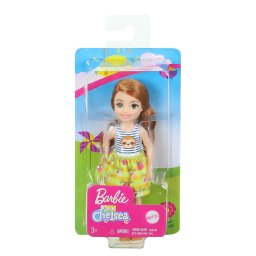 Papusa Barbie Chelsea roscata cu rochita colorata si sneakersi
